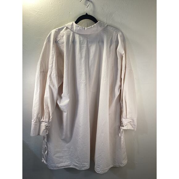 Zara Oversized 100% Cotton Vanilla Color Pleated Smock Blouse Top M V. Cool - Picture 4 of 4